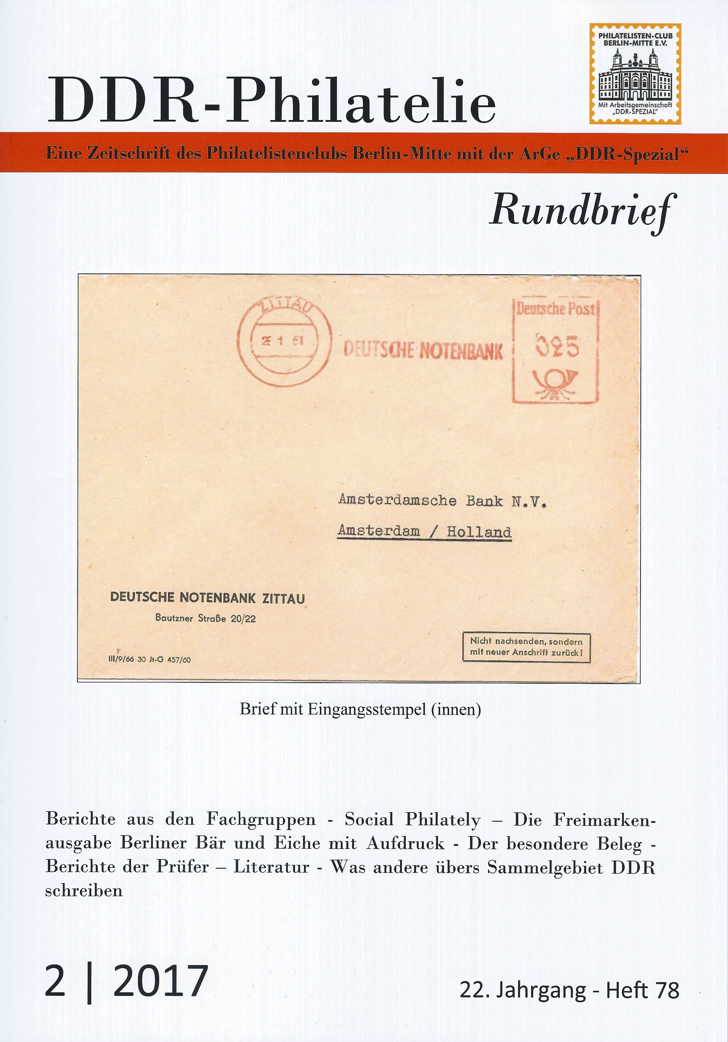 Philatelie DDR Rundbrief Literatur