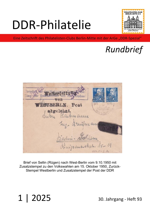 Philatelie DDR Rundbrief Literatur