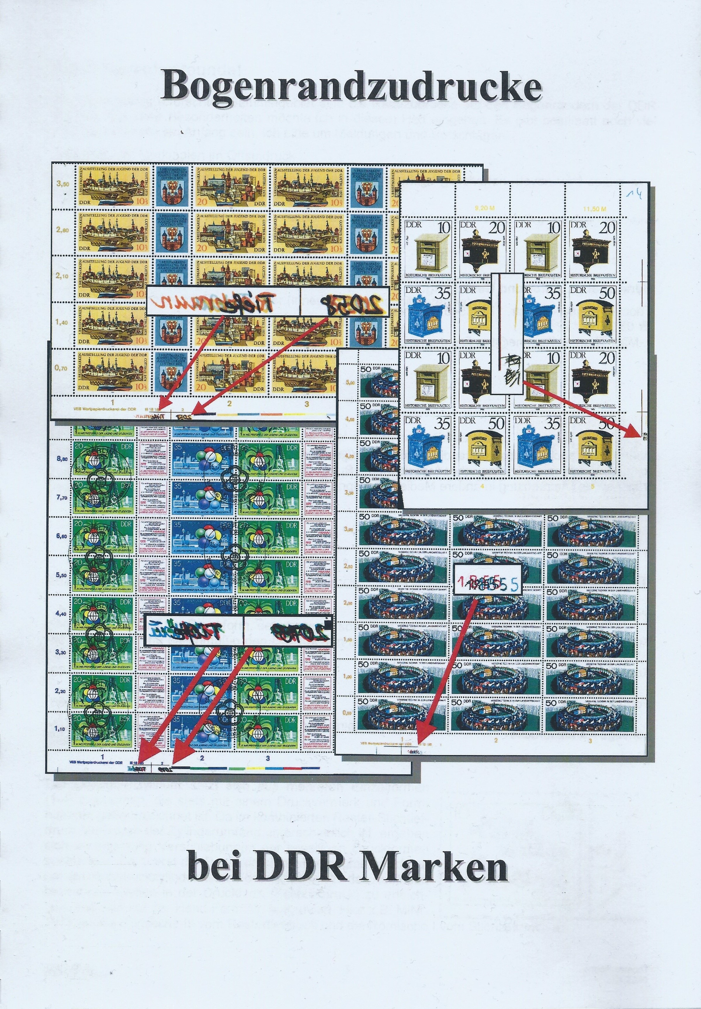 Bogenrandzudrucke bei DDR-Marken