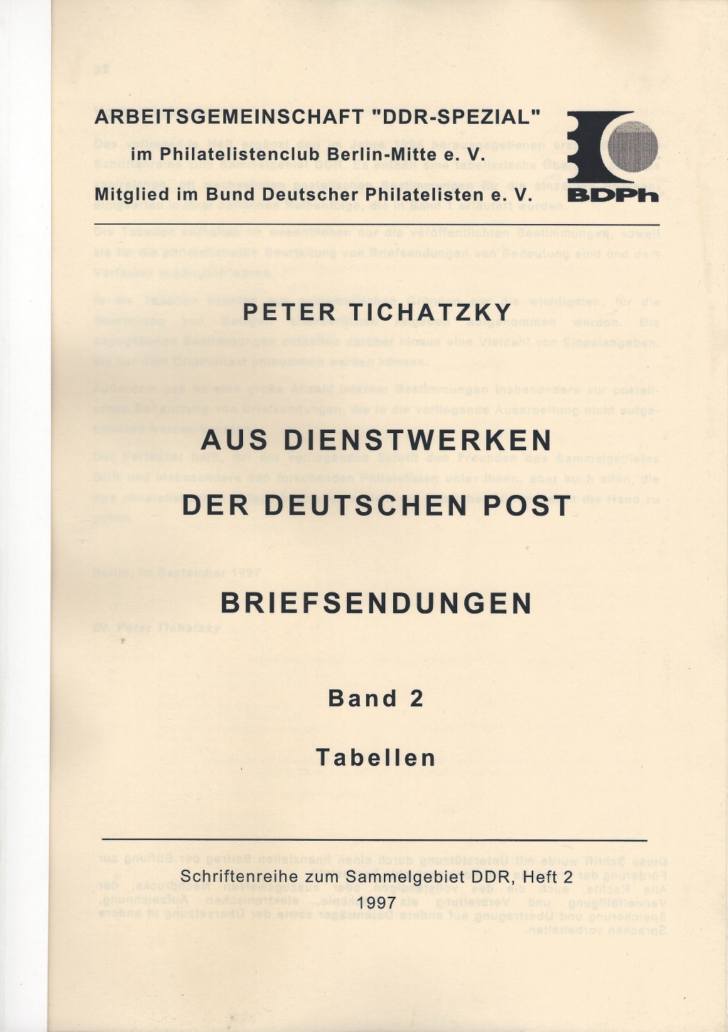 DDR Philatelie Literatur Dienstwerke Deutsche Post