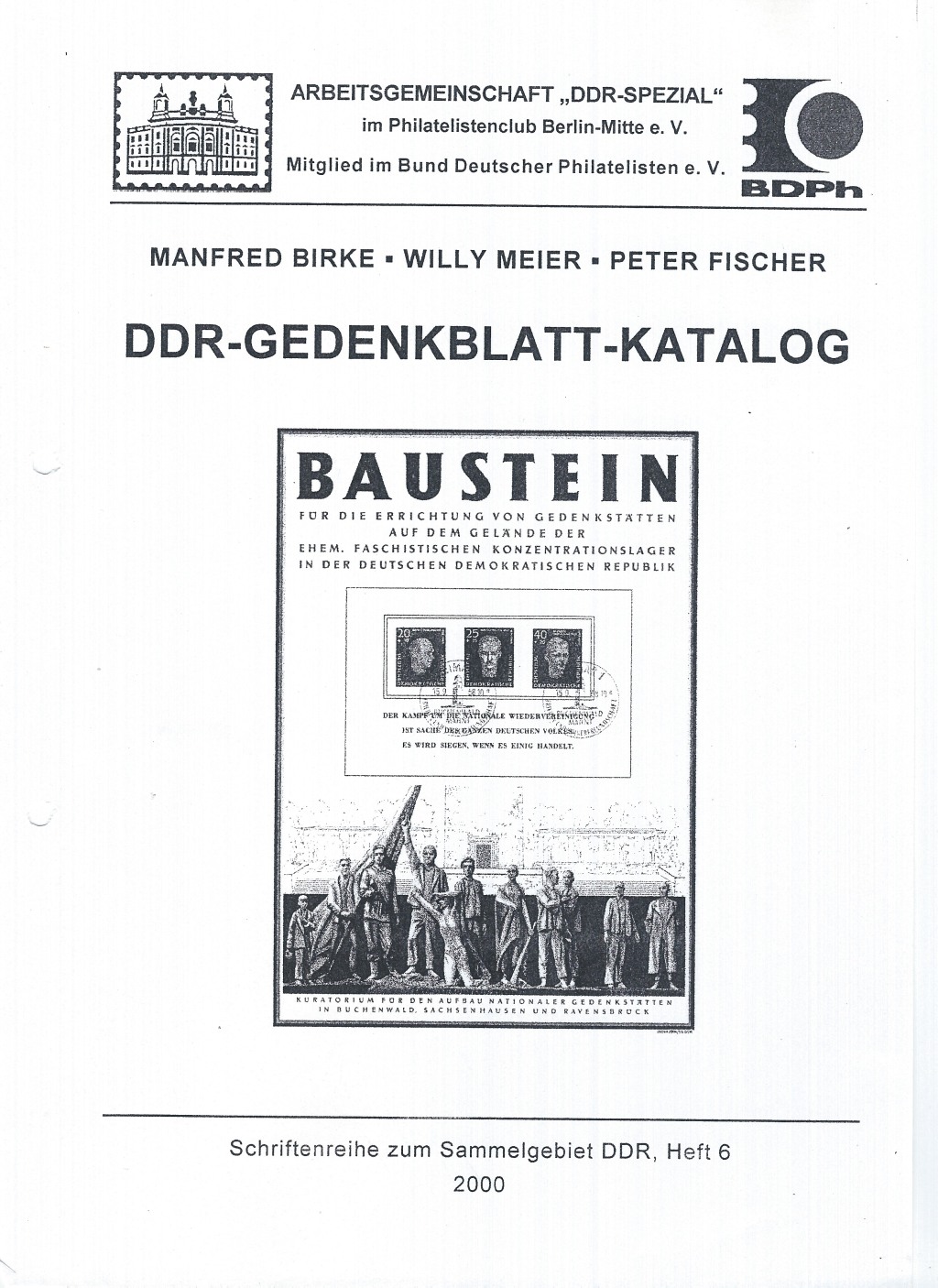 DDR Philatelie Literatur Gedenkblatt