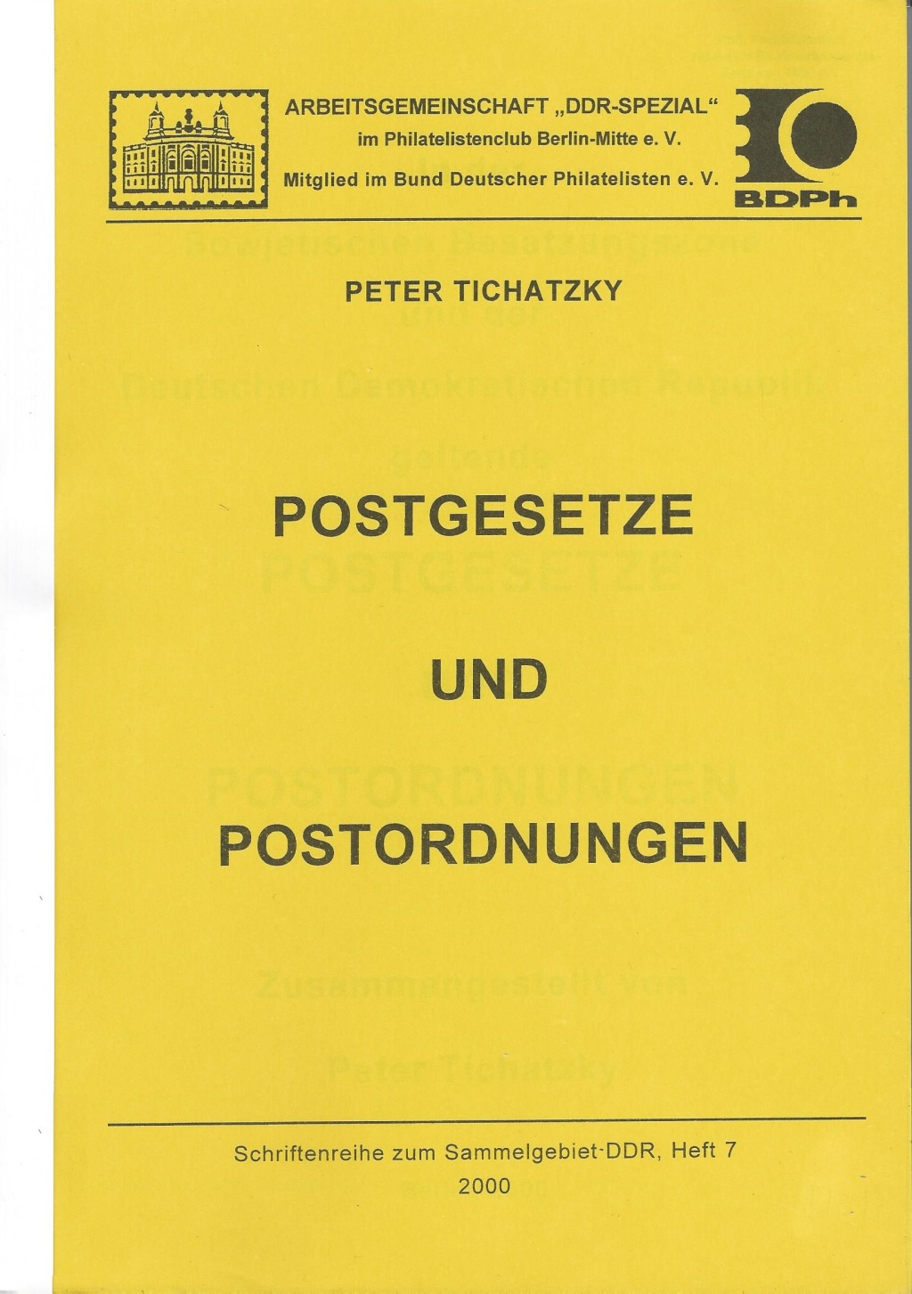 DDR Philatelie Literatur Postgesetz Postornung