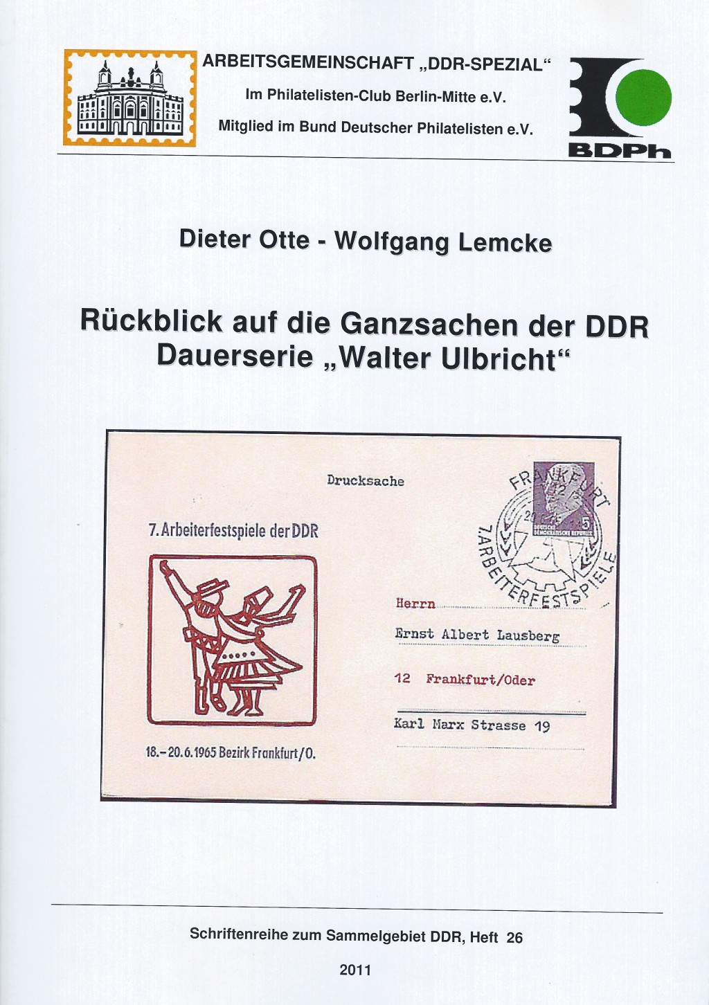 DDR Philatelie Literatur Ganzsachen Walter Ulbricht