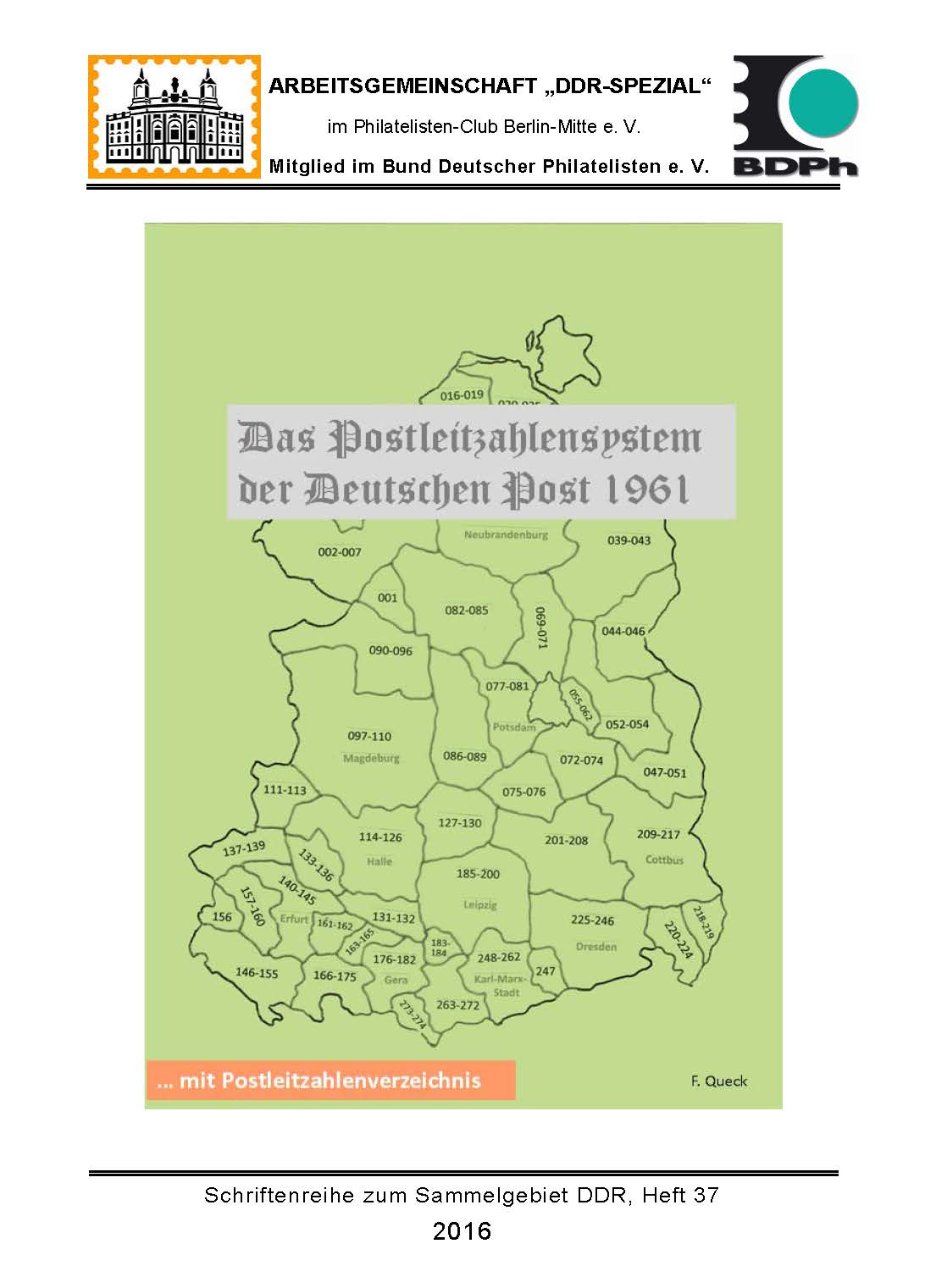 DDR Philatelie Literatur Postleitzahlen