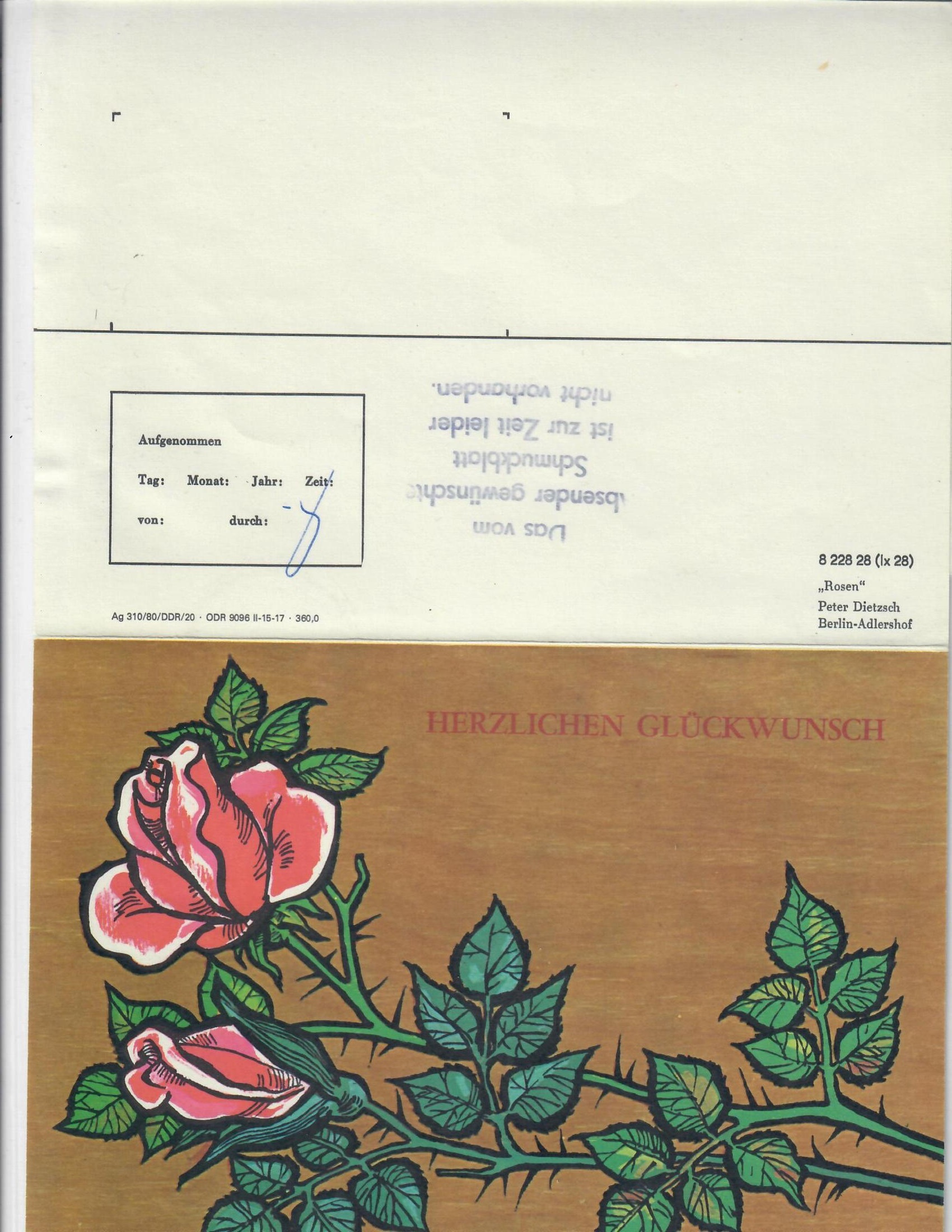 lx 10 Blumen 0riginal DDR 1984 Schmuckblatt Telegramm  8 228 10 
